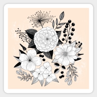 Vintage flowers in line art Sticker